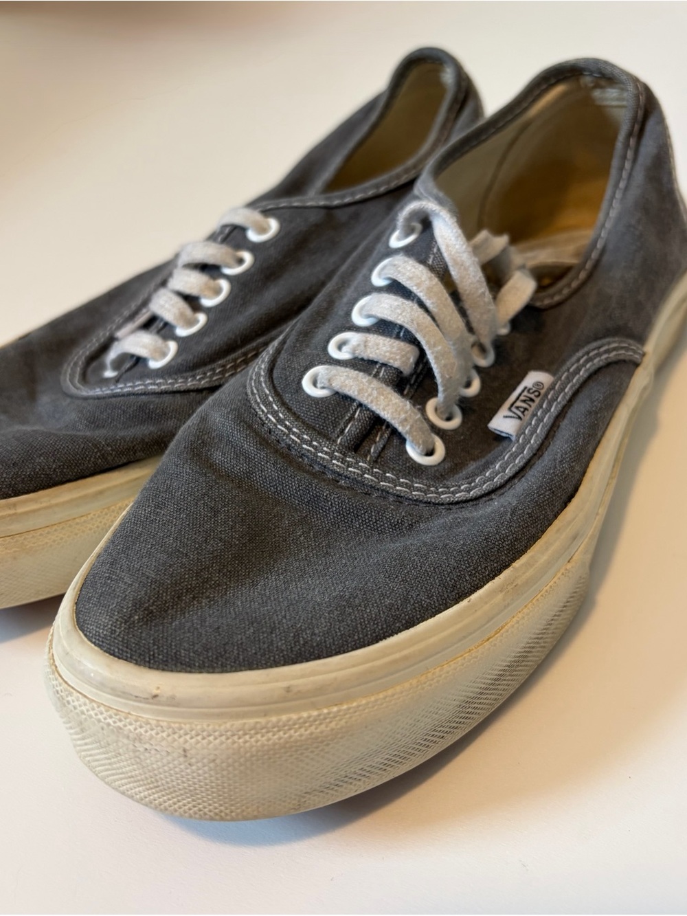 Vans Low-Top Canvas Sneakers in Charcoal Gray and White